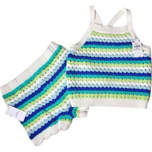 Old Navy Matching Multi-color Striped Knit Tank and Shorts Set NWT Sz 18-24
